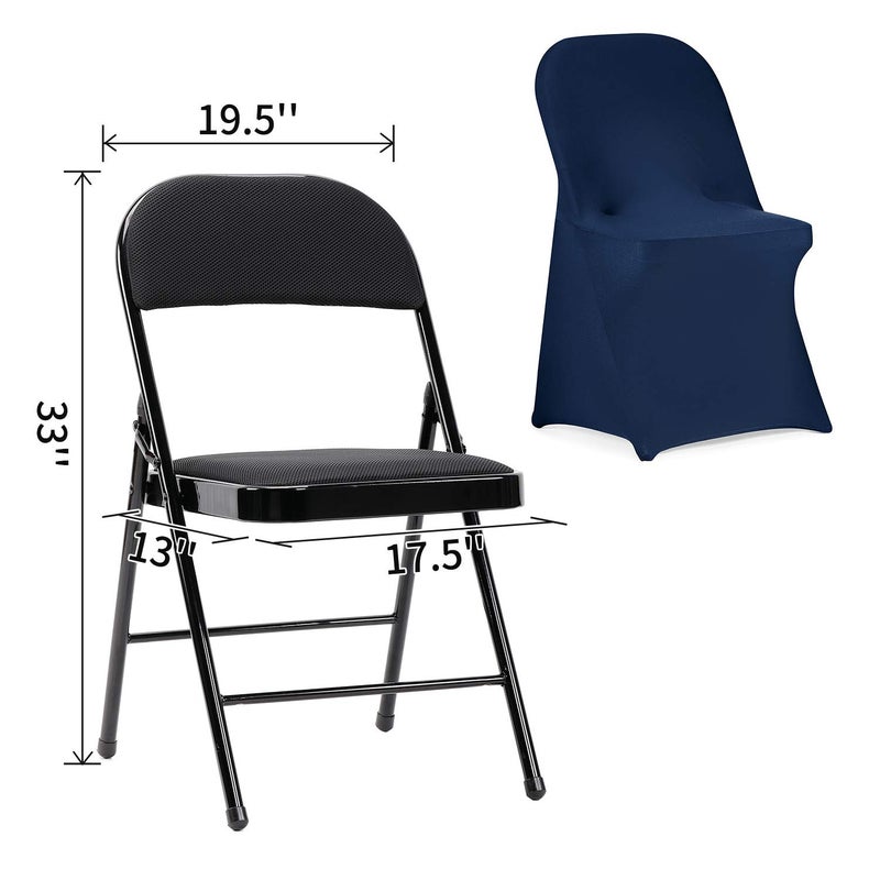 Peomeise Stretch Spandex Folding Chair Cover for Wedding Party Dining Banquet Event (Navy,12pcs) - Image 5